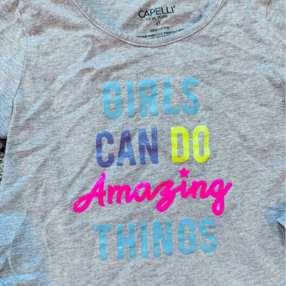 Capelli Girls Long Sleeve Peplum Top inspirational shirt gray– Size 4T - Picture 2 of 7